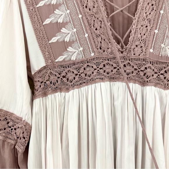 Free People Turn Heads Mauve Lace Boho Mini Dress - Picture 7 of 15